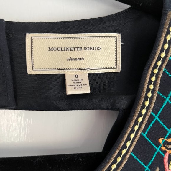 Anthropologie Moulinette Soeurs Size 0 Black Floral Embroidered Perennial Dress - Picture 4 of 5